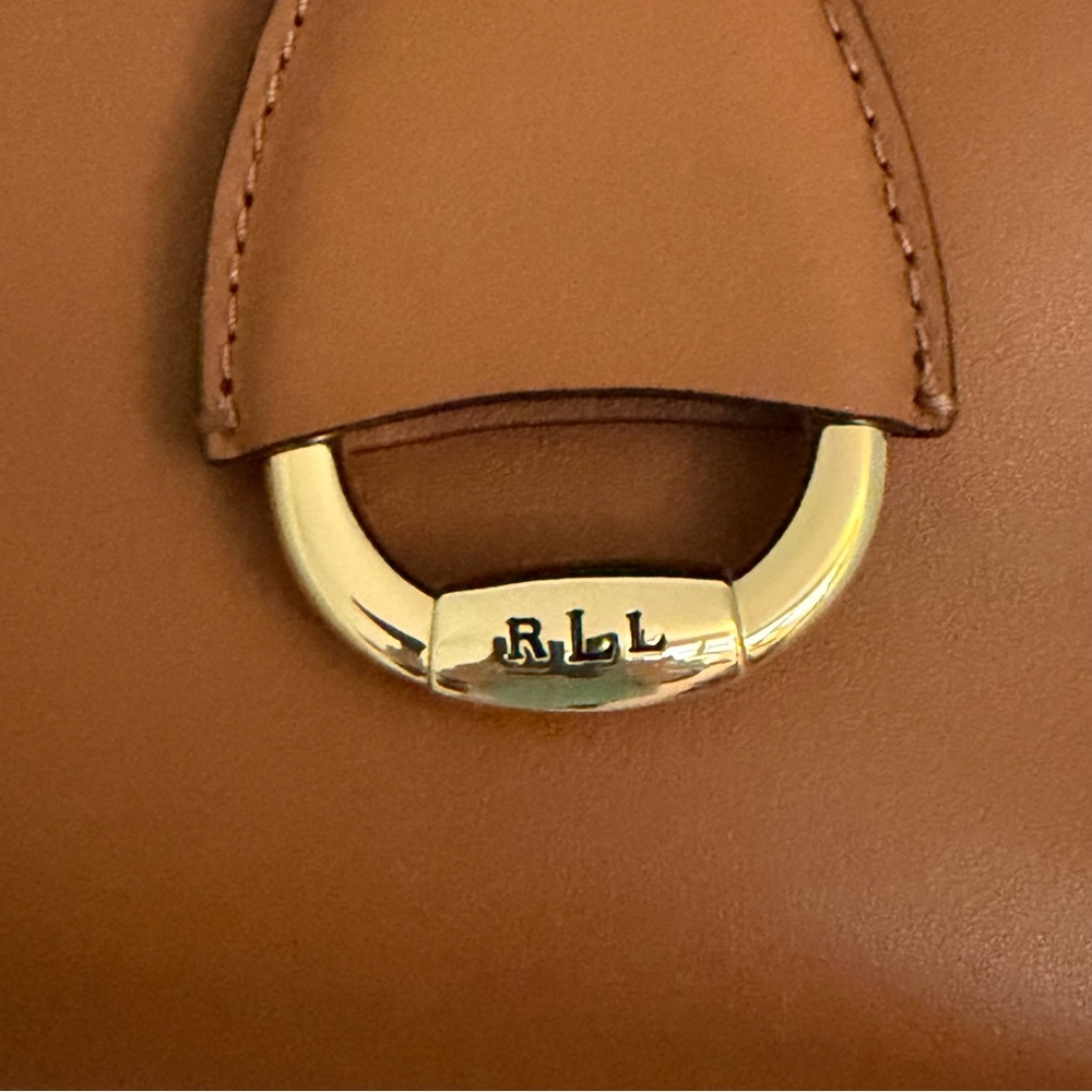 Lauren Ralph Lauren Dryden Marcy Large Satchel Cognac Leather Dust Bag - Picture 8 of 13